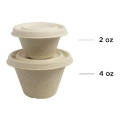 2oz Round Unbleached Plant Fiber Sauce Cup Lid | 2000 Pcs/Case